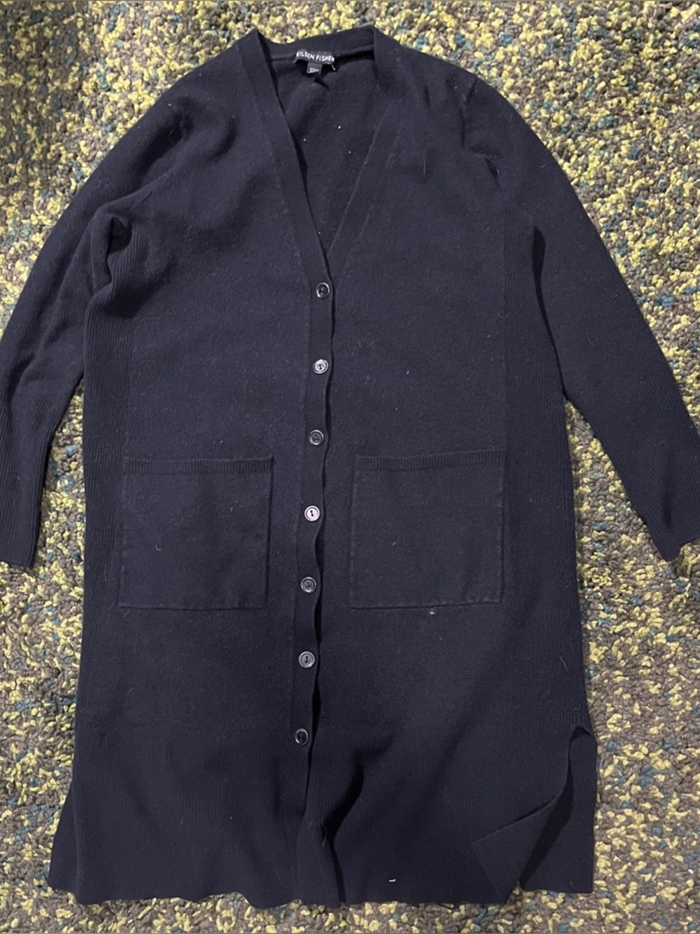 Eileen Fisher Black Wool Cardigan (women’s S)